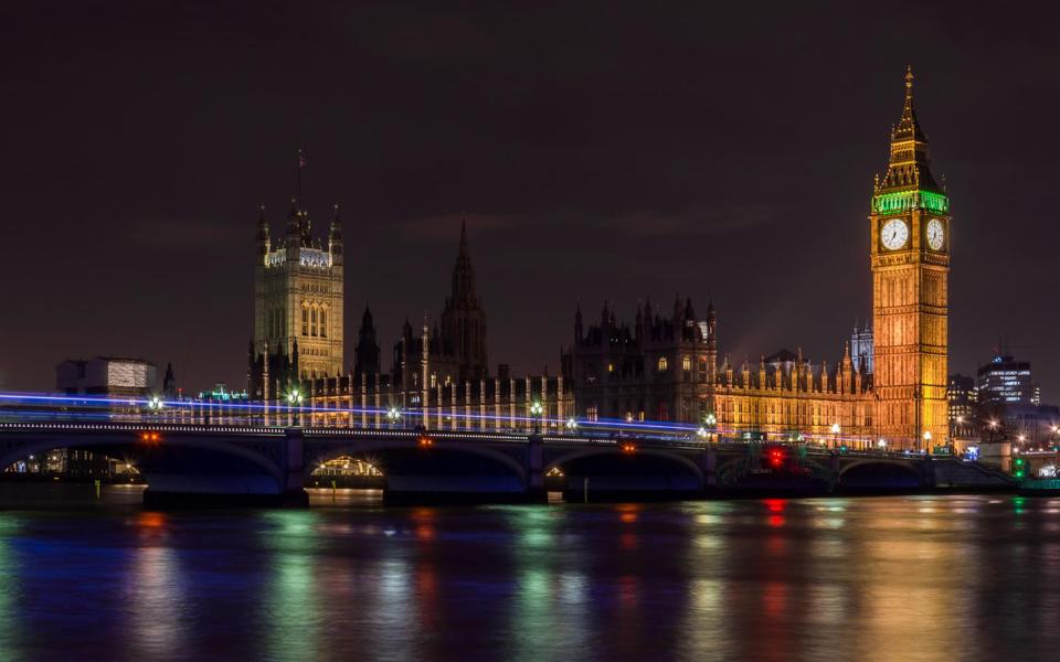 伦敦大本钟和议会大厦城市夜景风景桌面壁纸