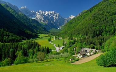 绿色葱葱的阿尔卑斯山自然风景桌面壁纸